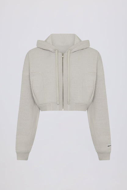 Lightweight Knit V-Neck Oversized Jumper in Light Grey
