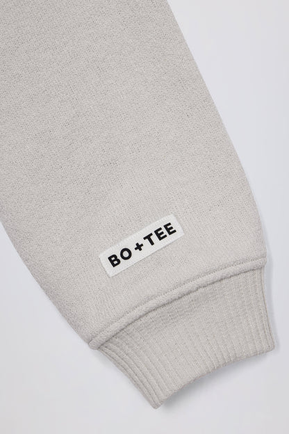 Lightweight Knit V-Neck Oversized Jumper in Light Grey