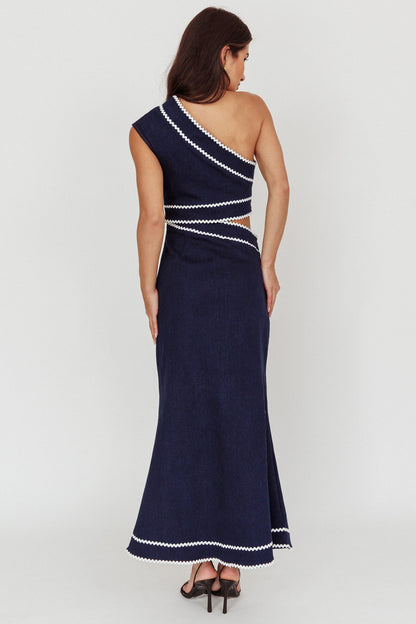 Mahli One-Shoulder Cut-Out Maxi Dress Dark Denim